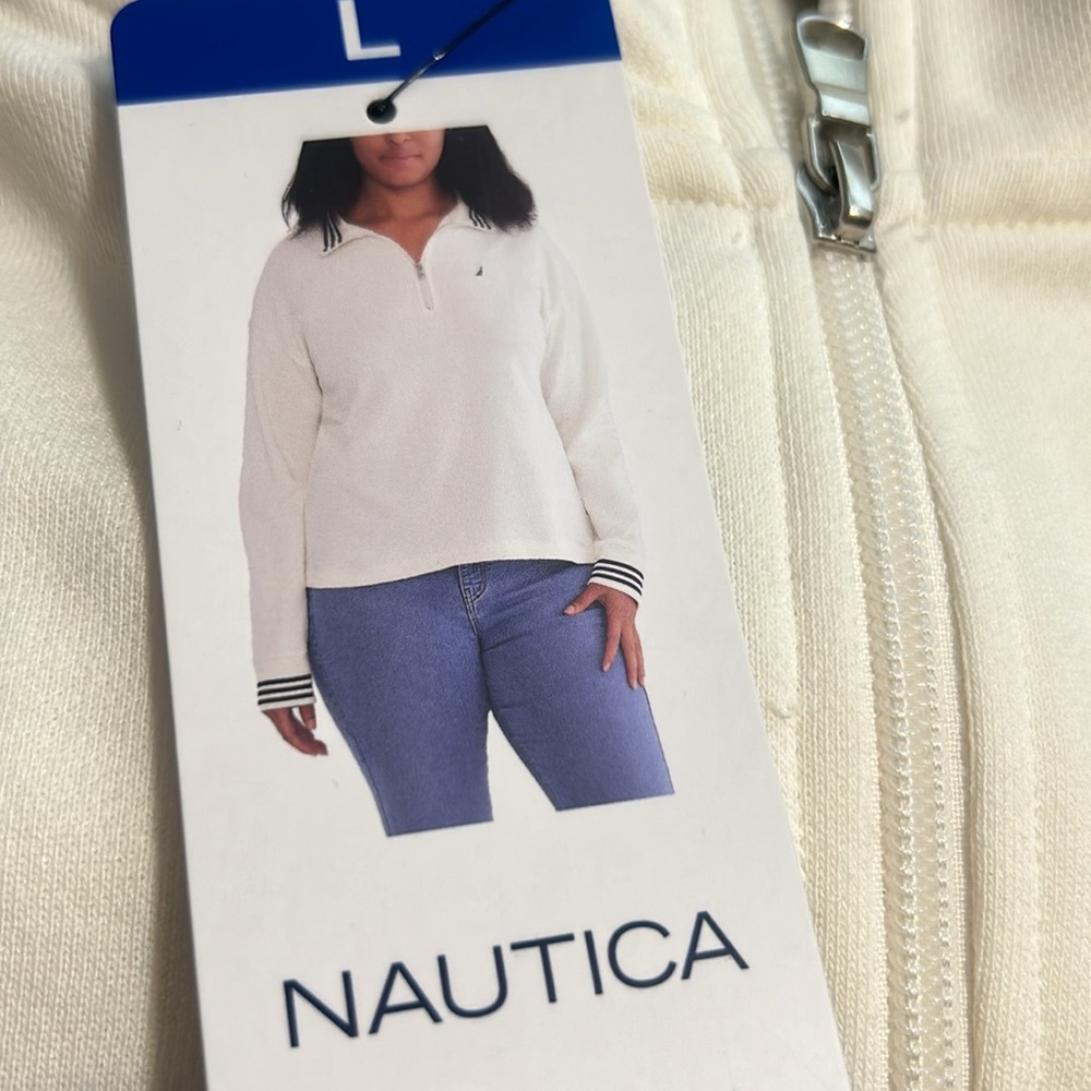 Nautica quarter zipper jacket size L, XL, XXL cream color NWT